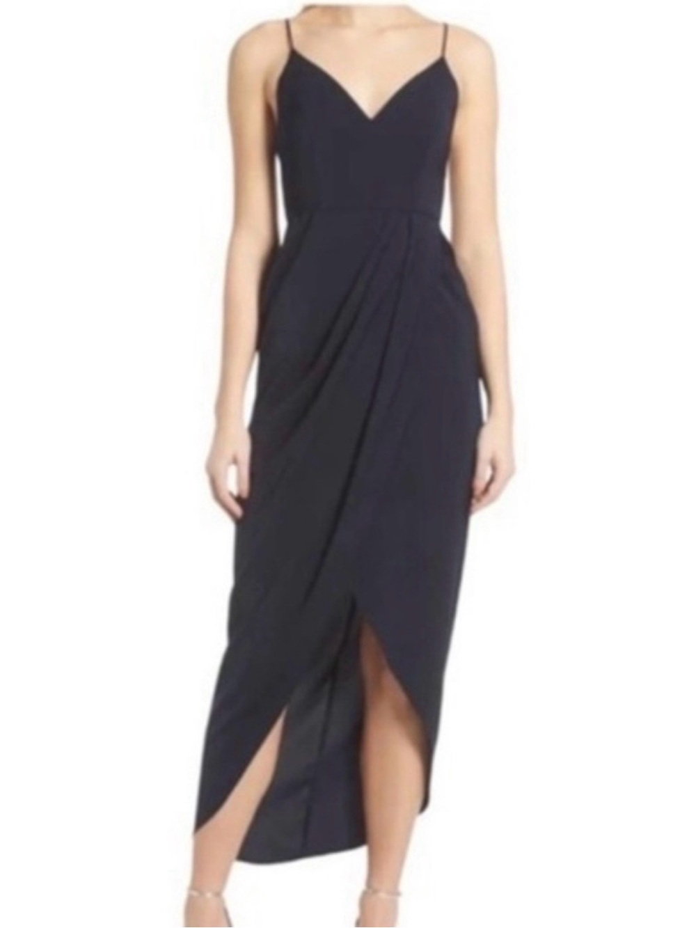 Shona Joy charcoal gray tulip dress, size 10